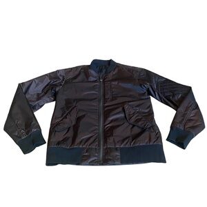 Helmut Lang Reflective Reversible Bomber Jacket Mens Sz Small Dark Purple Nylon